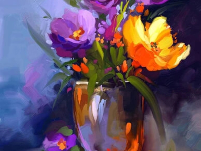 Acrylic Floral Painting Workshop for Team Creativity - Gallery image