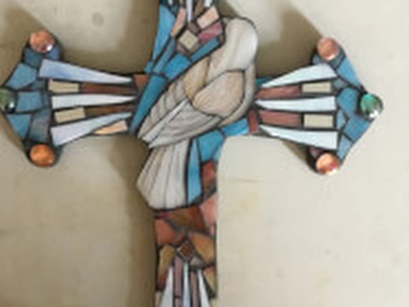 Glass Mosaic Workshop: Create Stained Glass Cross Art - Gallery image