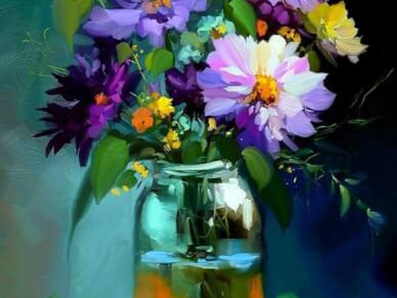 Acrylic Floral Painting Workshop for Team Creativity - Gallery image